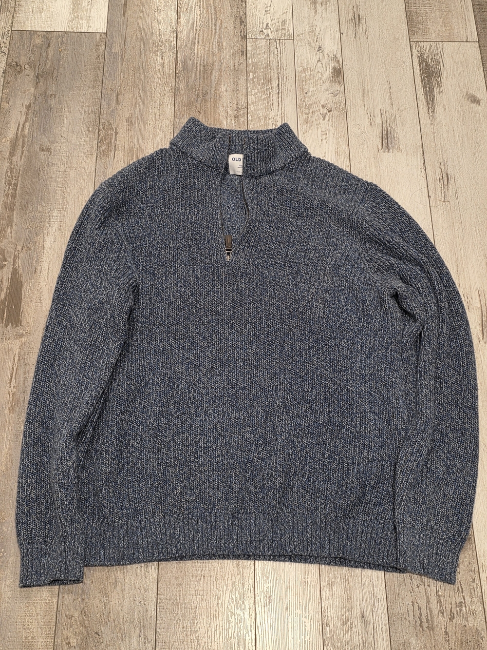 2XLT Men's Old Navy Heavy Quarter Zip Sweater Icy Blue Gray 100% Cotton XXL Tall